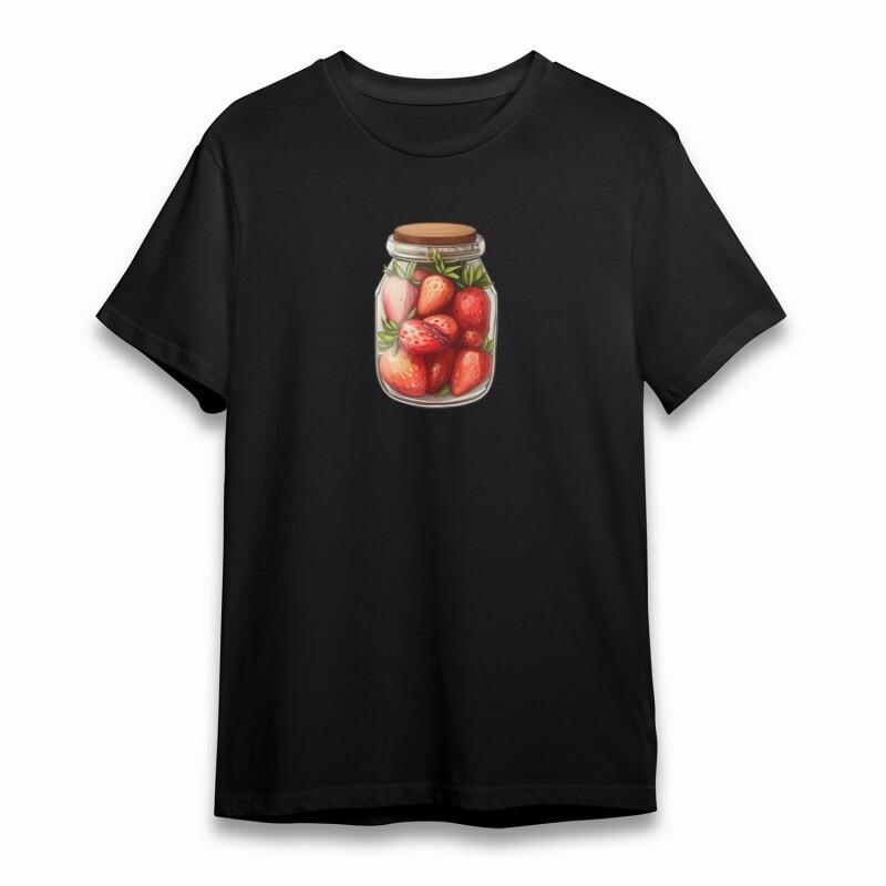 

Women s Classic T-Shirt Fresh Strawberries in Glass Jar Cotton Plus Size Tee USA XL