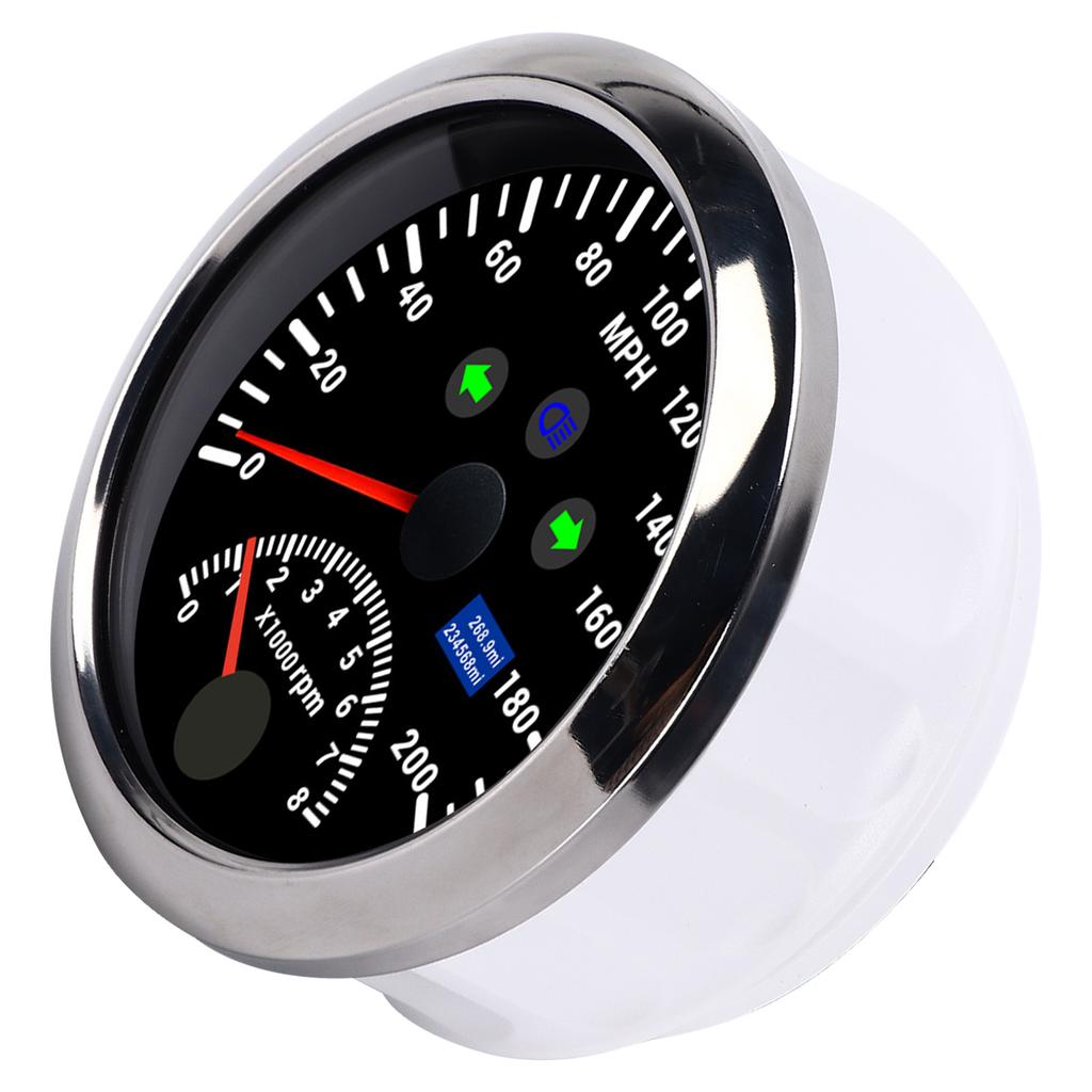 85mm 0‑200MPH GPS Speedometer 0‑8000rpm Tachometer Gauge Overspeed Alarm LCD Red Backlight for Car Boat