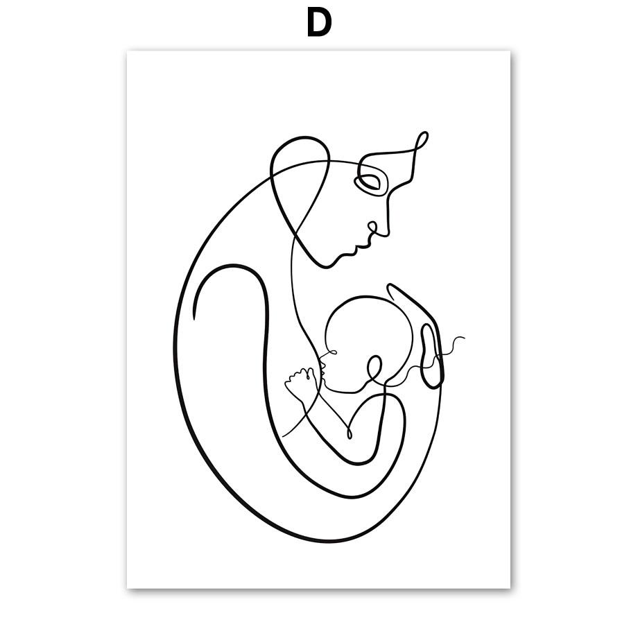 Baby Mum Dad Love Family Black White Nursery Nordic Posters And Prints Wall Art Canvas Painting Wall Pictures Kids Room Decor