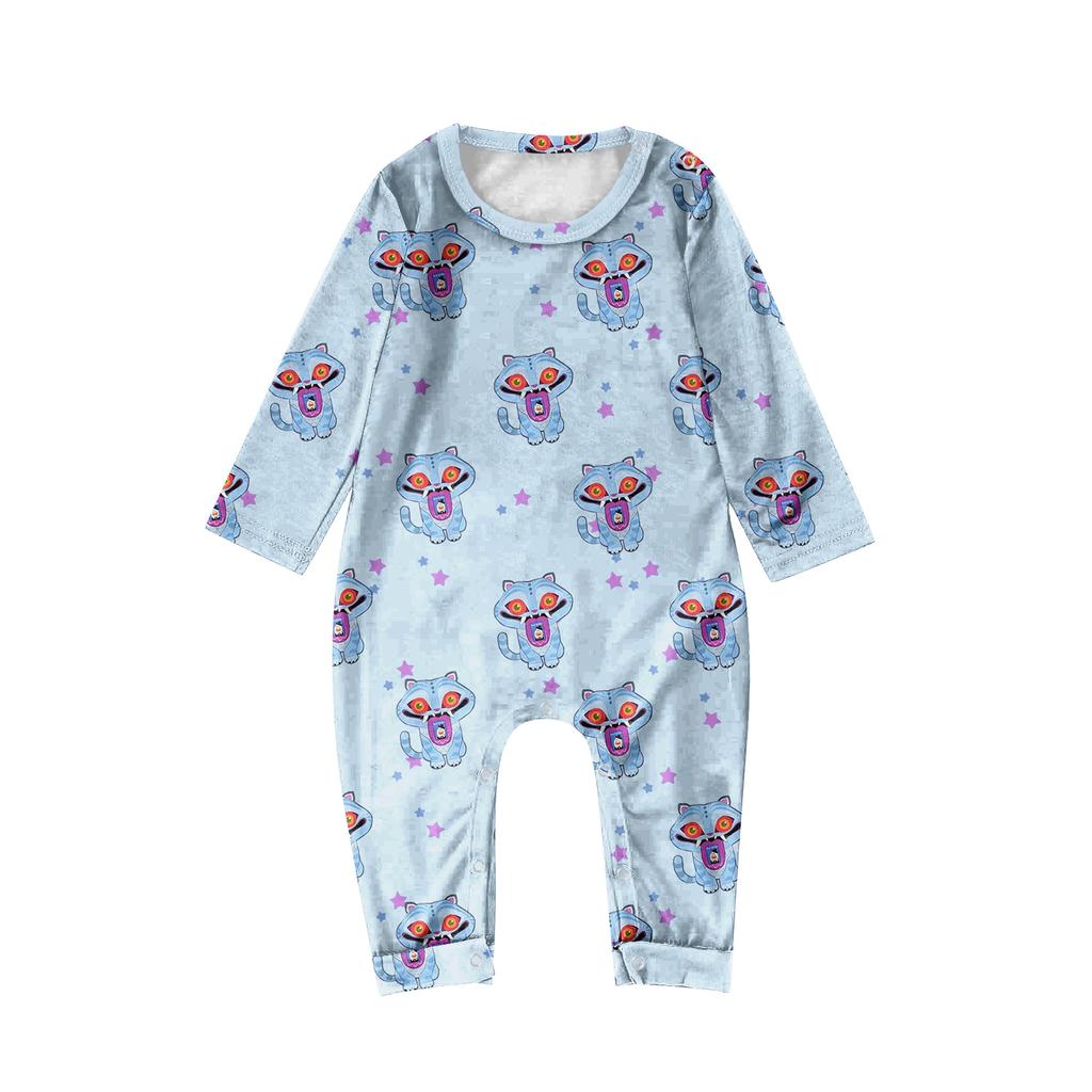 Çizgi Film Harfler Baskılı Aile Kombini Uzun Kollu Ebeveyn-çocuk Takımı Ev Giyim Takımı Sonbahar