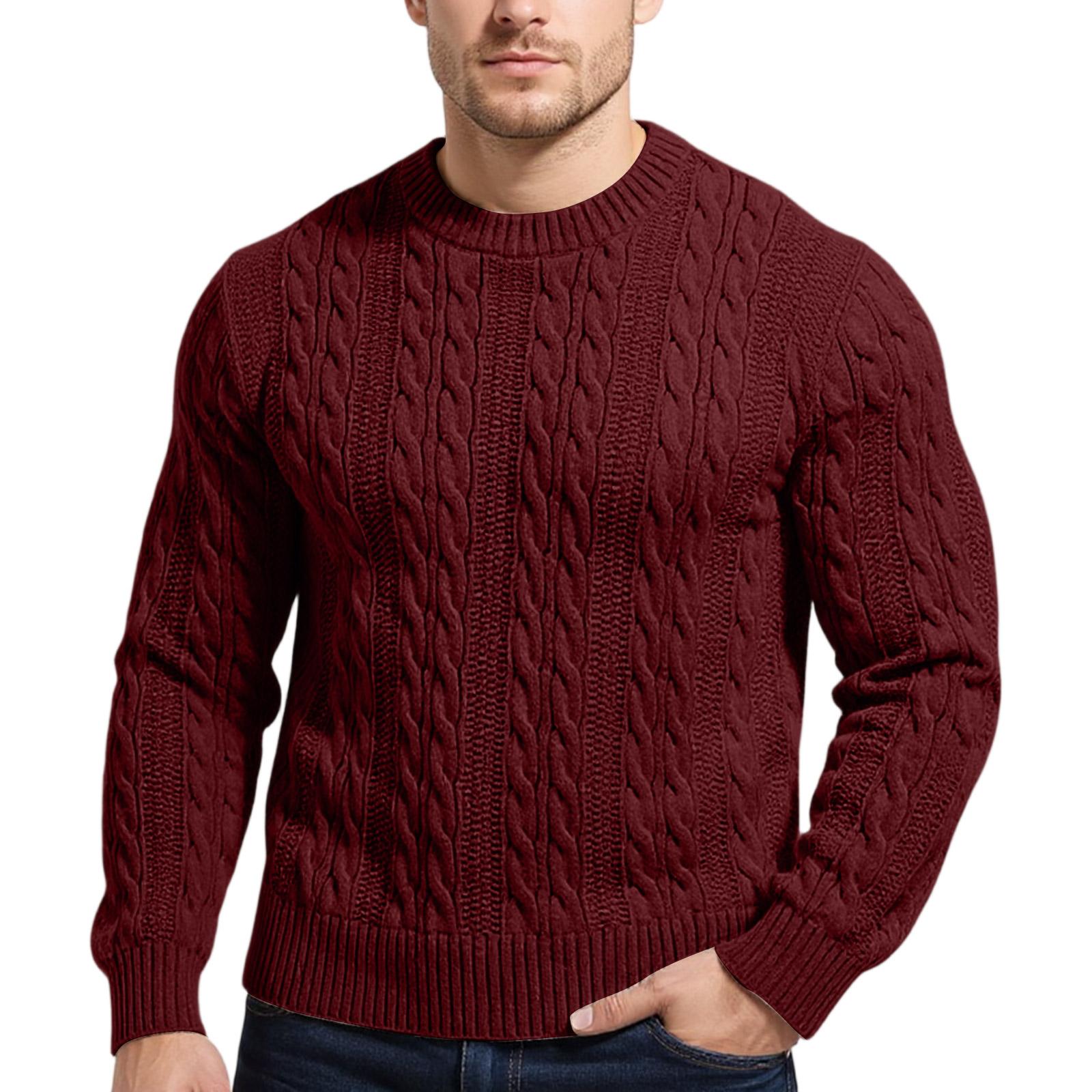 Choose one Heren Textuur Gedraaide Bloem Proces Ronde Hals Verdikt Pullover Gebreide Trui Trui M rood
