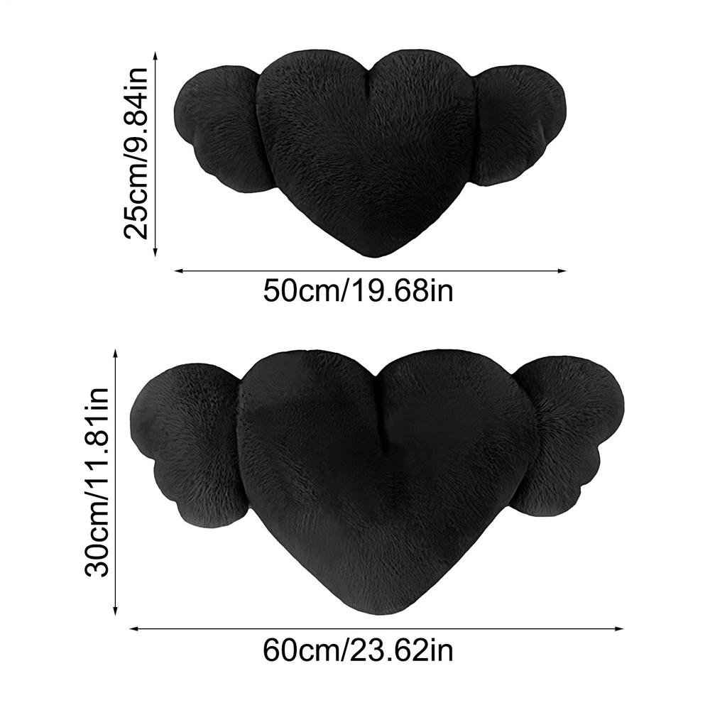 

General Heart Angel Wings Pillow 2X Car Headrest Pillow With Wings Cozy Cute Car Pillow Headrest For Driving Home чорний