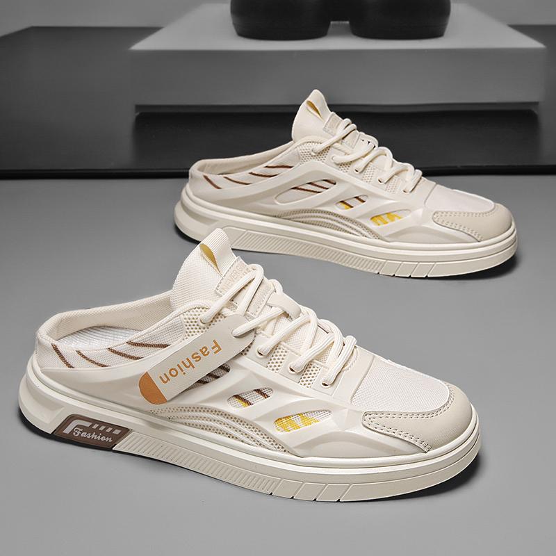 Sapatos Meio de Rede Respirável de Verão 2025 Para Homens Mules Sandálias Sapatilhas Sem Costas Mocassins Chinelos Homem Slides Sapatos Casuais Semicolados