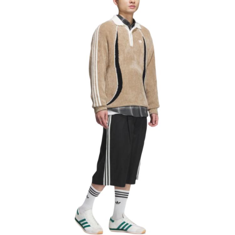 adidas Originale FW24 Classic Series Bequemer Weicher Hautfreundlicher Vielseitiger Strickpullover Herrenpullover Khakibraun JN3794