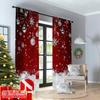 2D Flat Printing 2pcs Merry Christmas Scene Curtains Red and White Snowflakes Polyester Without Electricity Festive Wall Decor