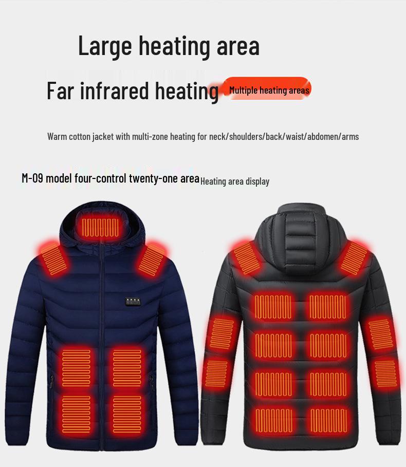 Heated Cotton Coat with Intelligent Temperature Control for Outdoor Couples