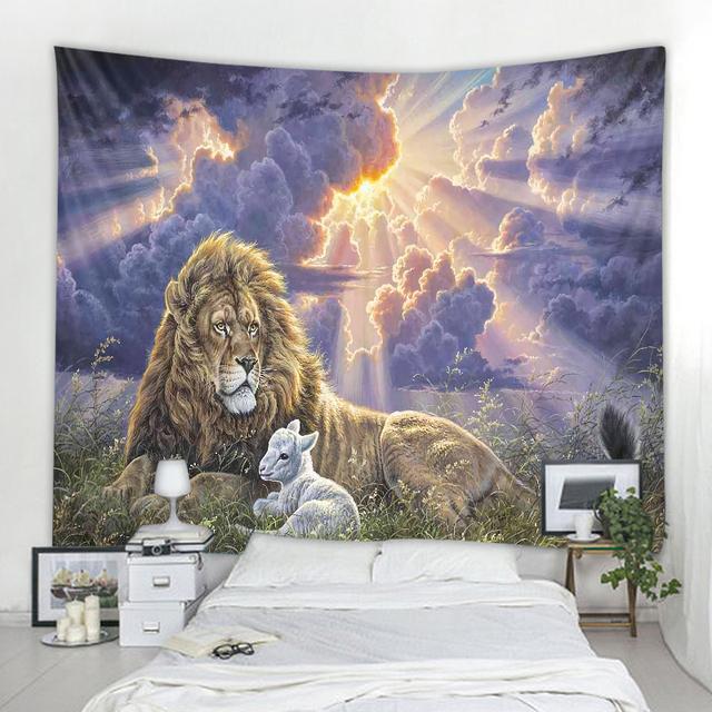 Löwe Tiger Dekoration Wandteppich Mandala Bohemian Hippie Wanddekoration Wandteppich Vorhang hängend Schlafzimmer Wohnzimmer
