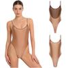Women Nightclub Beach Swimsuit Oil-shiny Glossy Leotard Backless High-cut Stretchy Sling Bodysuit One-piece Diving Wear