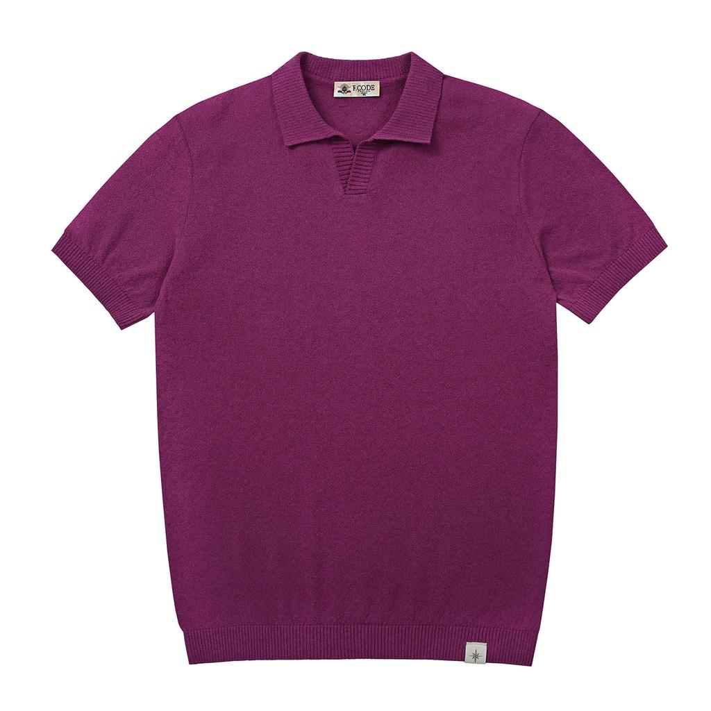 FERRAROMILANO Men'S Thierry Open Collar Short Sleeve Sweater Dark Pink (Am0Dts25174)