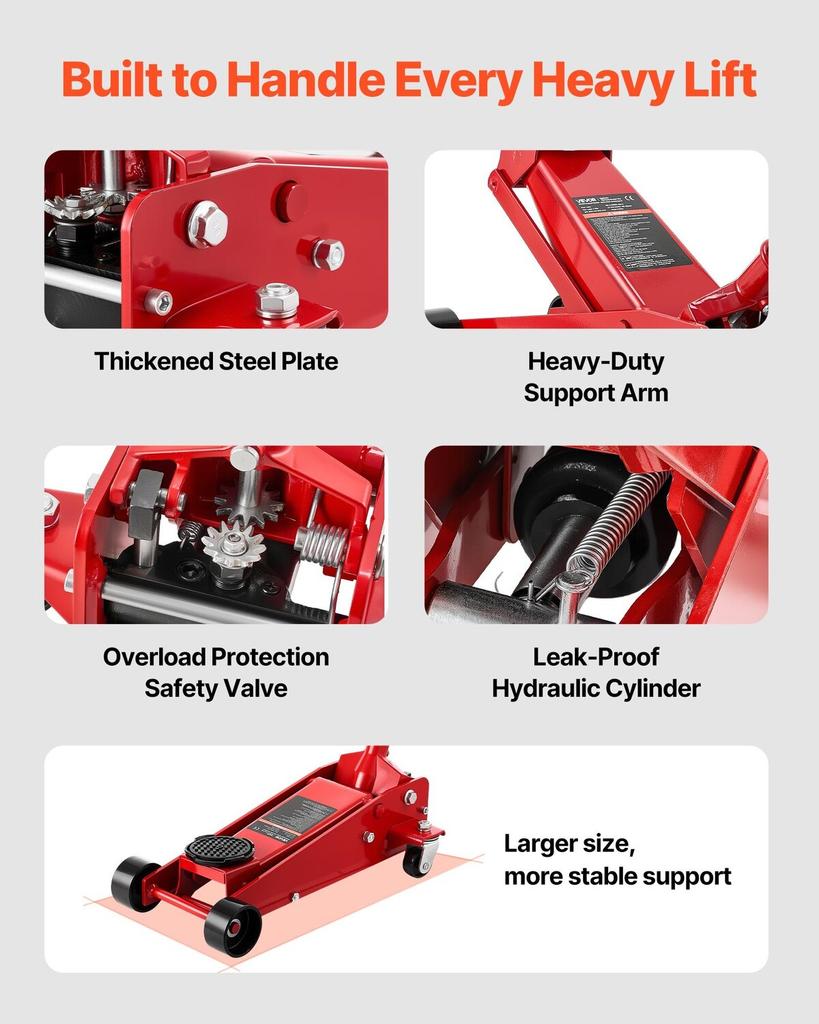 Low Profile Floor Jack, 3 Ton Capacity, Steel Racing Floor Jack with Single Piston Quick Lift Pump, Hydraulic Trolley Car Lift for Sports Cars,