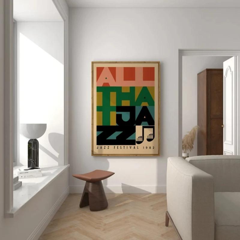 Mid-Century Modern Canvas Painting Wall Decor, Music Lover Gift, Living Room Bedroom Decor Vintage Jazz Art Poster, 21X30CMNo Framed