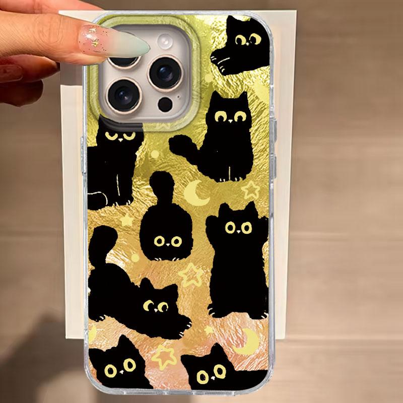 

Чехол для iPhone 16 15 13 Plus Pro Max 7 14 Pro 5G Чехол для телефона Кот Мультяшный Градиент Для iPhone 16e Защитные Силиконовые Задние Сумки iPhone 14 Plus белый
