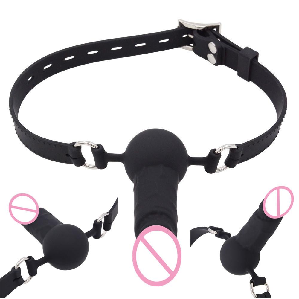 Silicone Dildo Gag  Sex Restraints Adjustable Open Mouth Penis Gags Intimate Goods 18 Toys For Adults Games Erotic Products