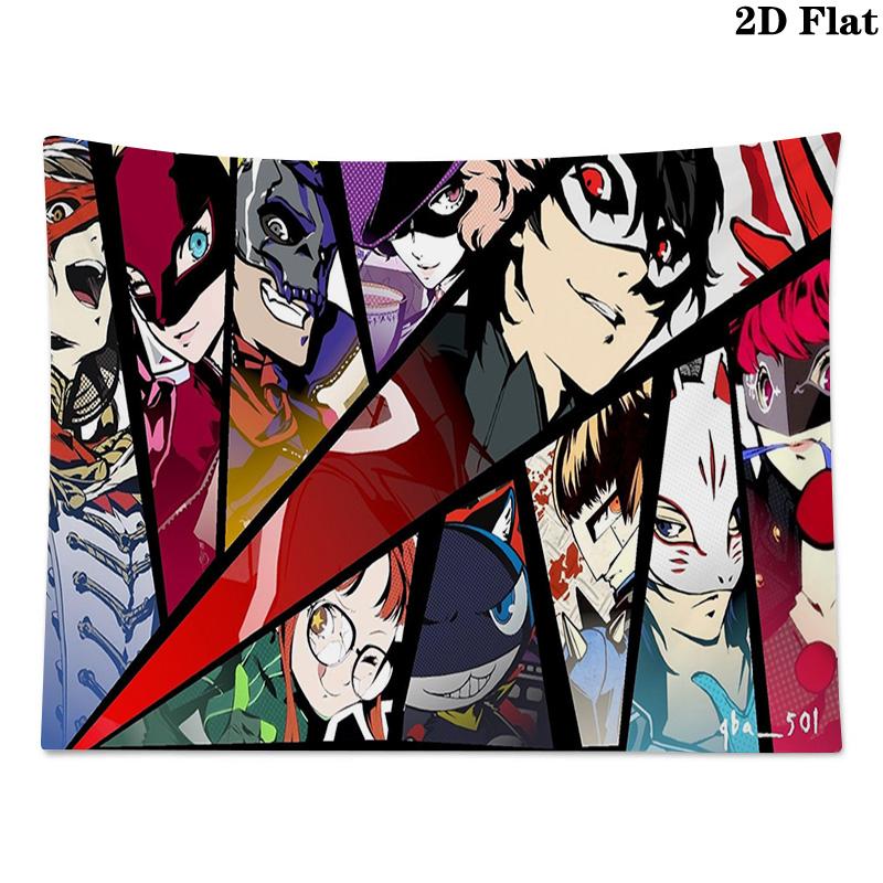 Persona 5 Wall Tapestry Aesthetic Wall Hanging Printed Fabric Blanket Decorative Tapestries for Bedroom Living Room Home Decor