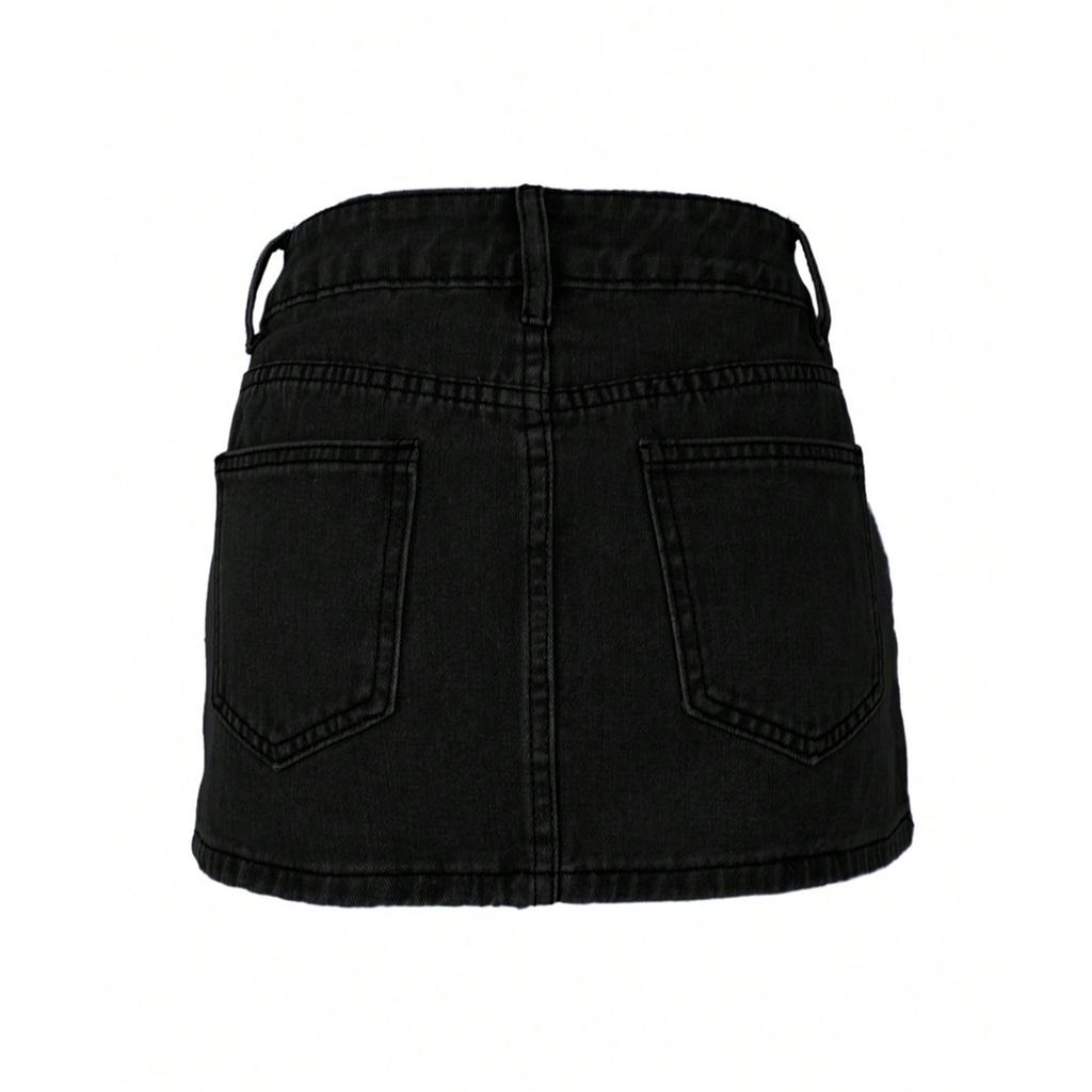Women's Color Skirt Stretch Slim Fit Distressed Denim Skirt