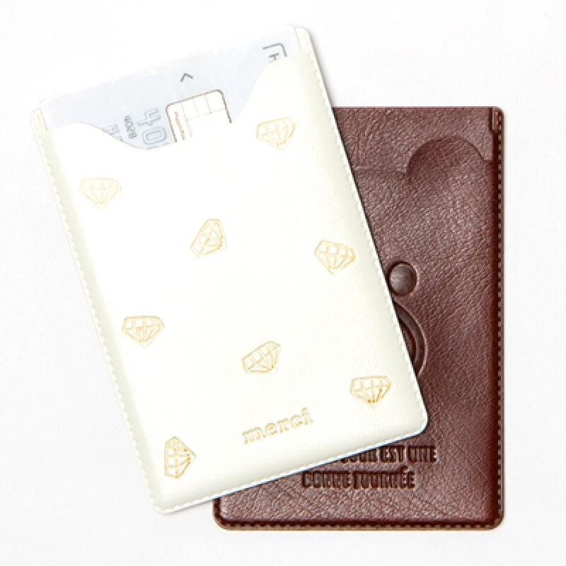 Adhesive cell phone card case pink dot (26013626)