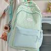 Schoolbag Japanese ins Contrast Color Plaid School Bag Female High School College Student Travel Backpack Mommy Bag Lightweight Small Backpack