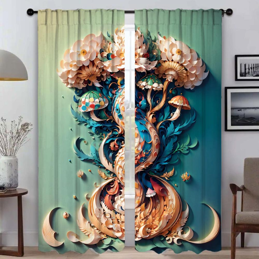 3D Printing Kitchen Curtains for Camera Partition Blackout Curtain for Room 2 Panel Home Interior Curtains Blinds Shades Living