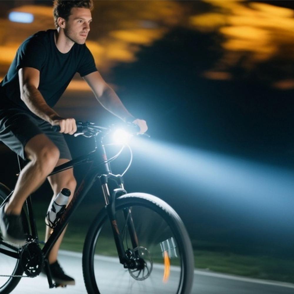Rechargeable Solar Bike Lights Night Ultra Bright Bicycle Lights Headlight with Electric Bell, Road and Mountain LED Bike Lights