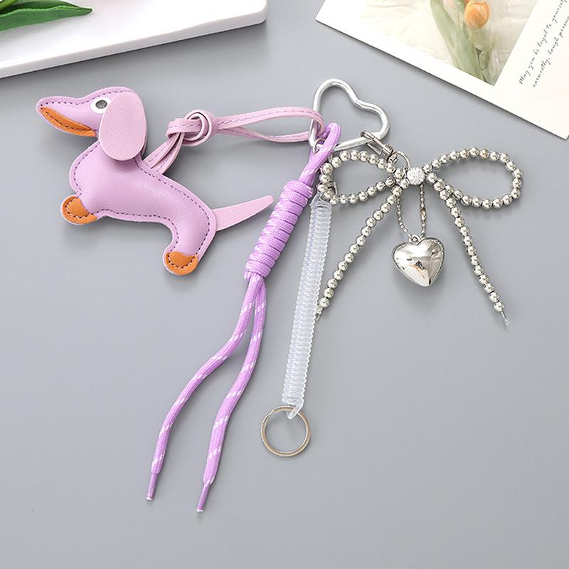 Chaveiro Laço de Miçangas Cachorro Salsicha Criativo Cordão para Celular Pingente Fofo para Mochila Acessórios de Decoração de Bolsa Presentes