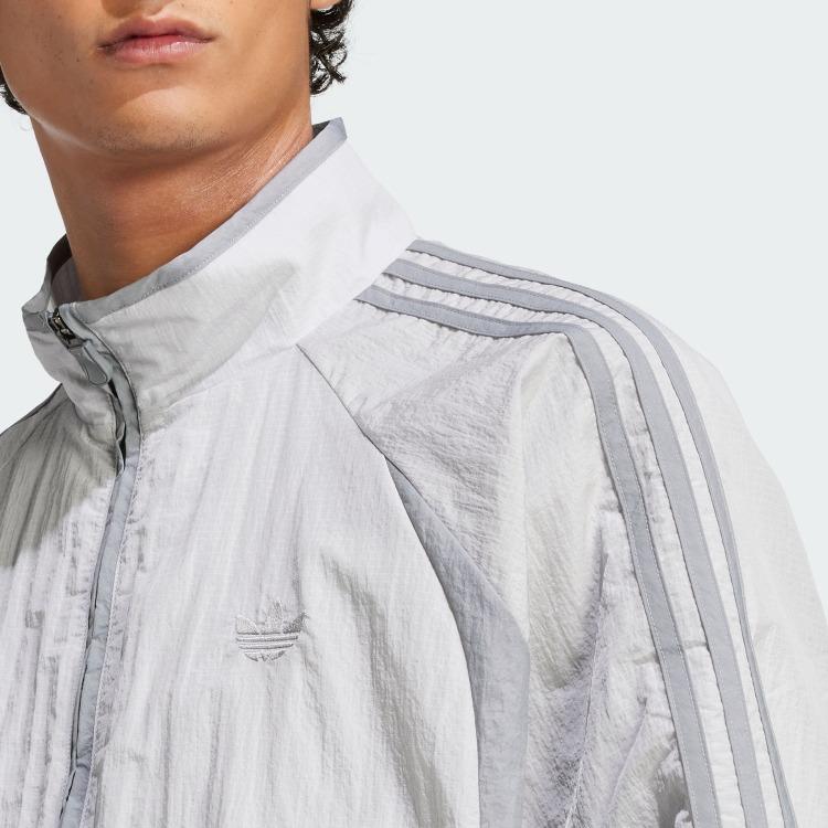 Adidas Originals Adicolor Series Fashion Comfortable Versatile Stand Collar Jacket Men Jacket Light-Gray Gray JP1138