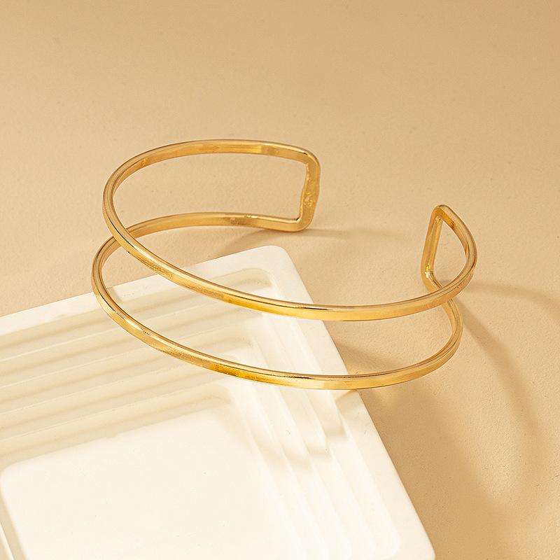 Vintage Minimalist Upper Opening Arm Bracelet for Women Fashion Geometric Gold Color Circular Bangles Boho Jewelry Party Gifts