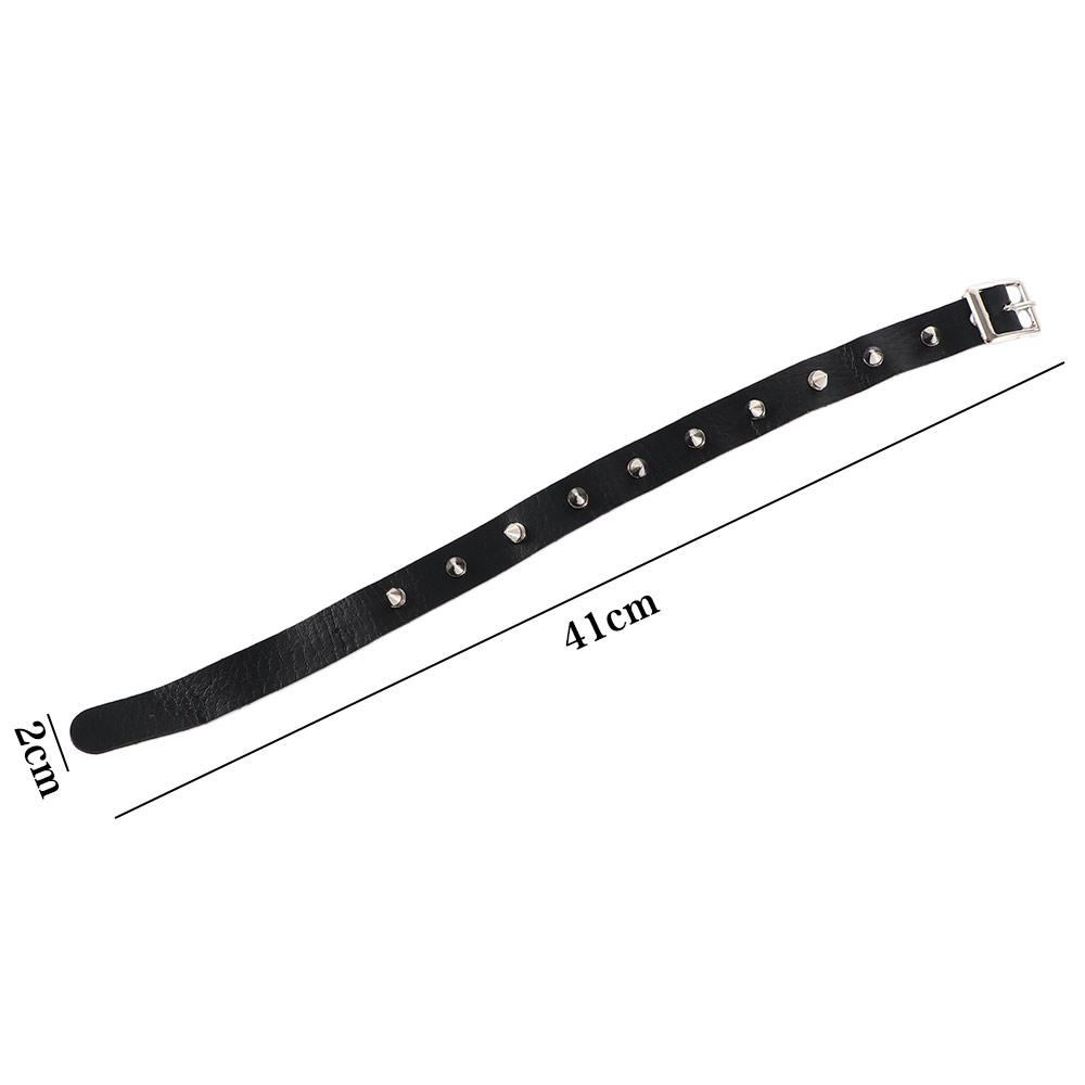 Cool Metal Buckle Women Black Rivet Necklace Jewelry PU Leather Metal Spike Necklace Clavicle Chain
