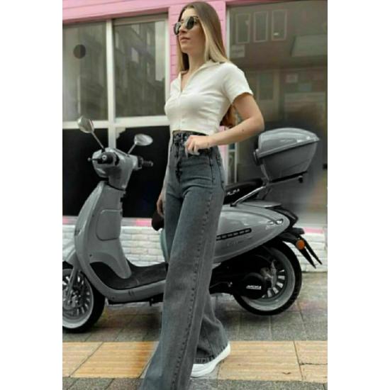 Blugi de damă din denim afumat cu zăpadă cu talie super înaltă din lycra