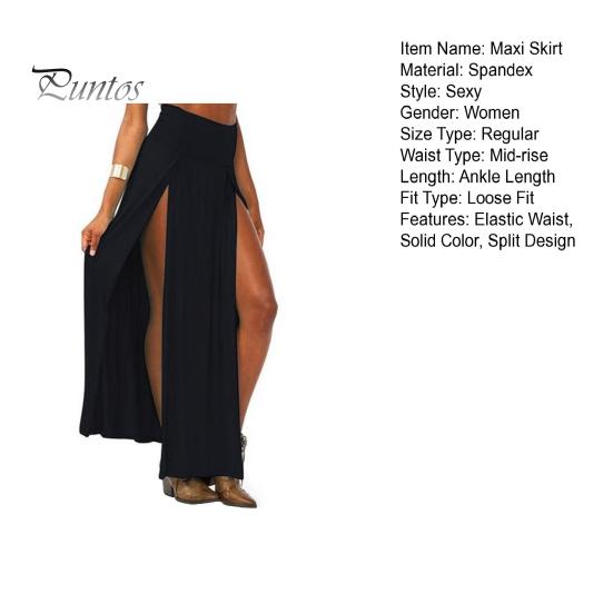Maxi Skirt Sexy High Waist Side Slit Design Floor Length Skirt Solid Color Beach Travel Parties Slimming Skirt