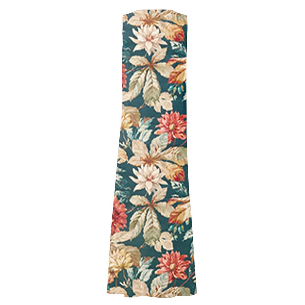 Fashion Summer Casual Comfortable Flower Print Sleeveless Cotton With Pocket Beach Dress For Women