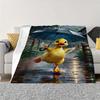 Cozy Flannel Blanket with Cute Duckling Umbrella & Rainbow Design - Soft Warm All-Season Throw for Sofa,, Travel, Camping - Mach
