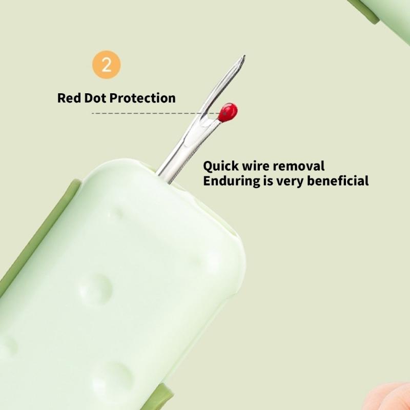 Multifunctional Seam Remover Needle Threader Portable 3 In 1 Needle Threader And Seam Unpicker with Magnetic Pin Base