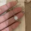 Eco Friendly Copper Gold Silver Color Sparkling Zircon Flower Pendant Necklace Women's Dainty Clavicle Chain Daily Wear Jewelry
