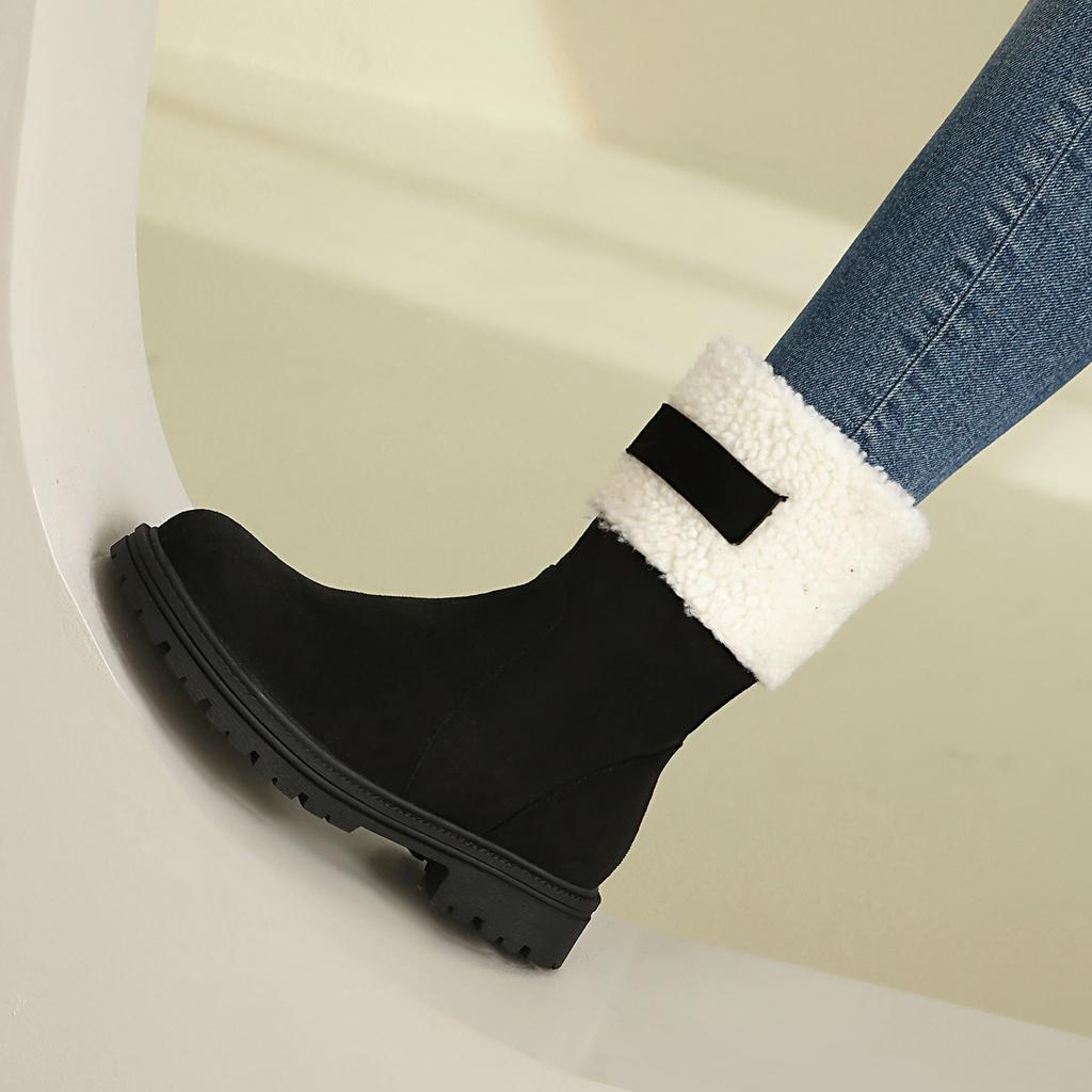 Women's Snow Boots, Comfortable and Warm In Autumn and Winter, Thick Heel Low Heel Large Size Plush Short Boots