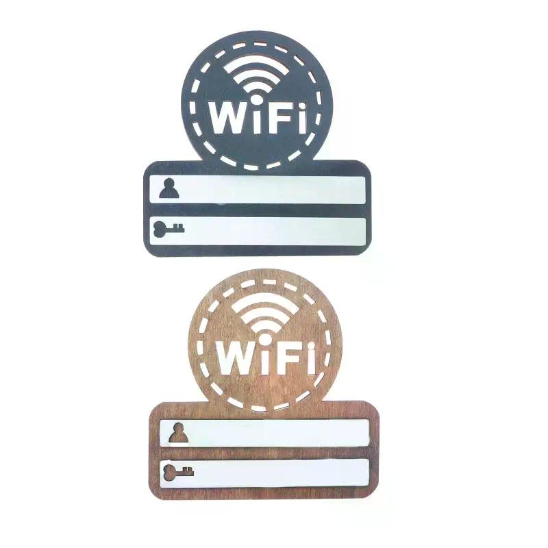 1Pc Rustic Wooden WiFi Password Sign Minimalist Durable Wall-Mounted Wireless Network Indicator Plaque Home Decoration