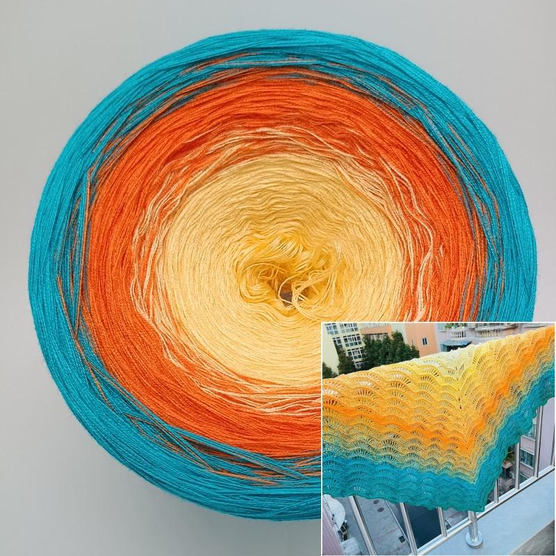 300g Mercerized Cotton Yarn Gradient Color Long Section Dyed Hand Wound Mixed Strand Cake Thread DIY Hand Knitted Shawl Scarf