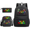 Three-Piece Schoolbag Cartoon Printed Canvas Backpack Student Leisure Backpack