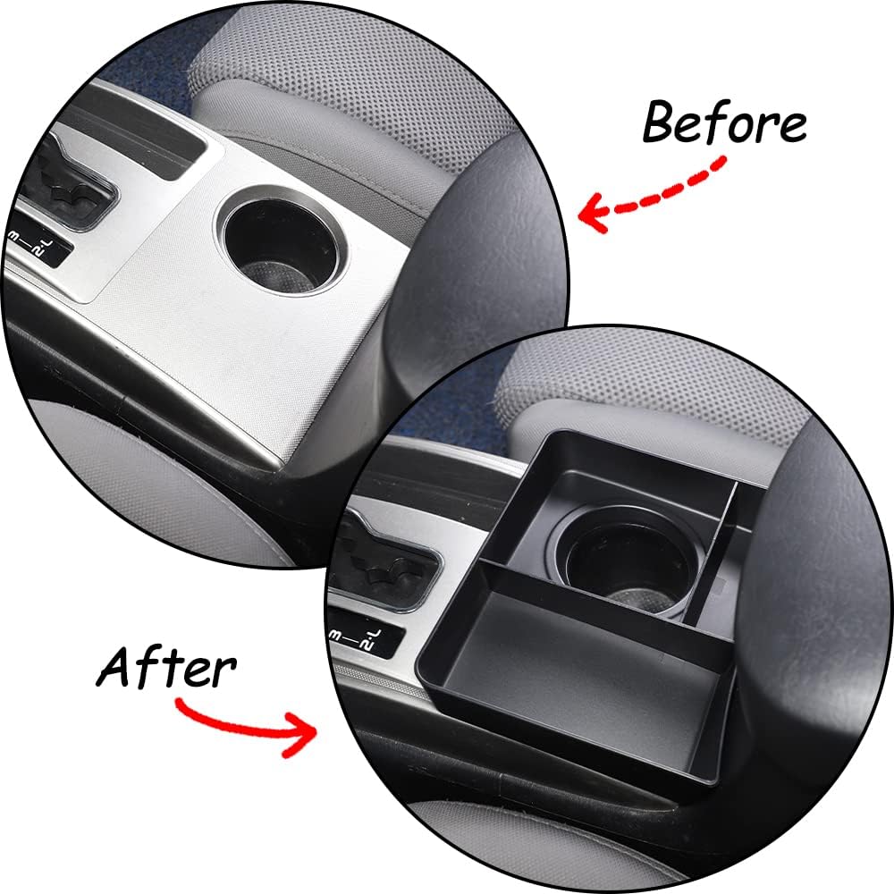 for Tacoma 2006-2015 Cup Holder Storage Box,Car Armrest Box Front Cup Holder Organizer Tray,ABS Center Console Cup Holder Multifunctional Tray