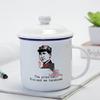 Retro Ceramic Mug with Lid: Nostalgic Imitation Enamel Design, Creative Office Tea Cup.
