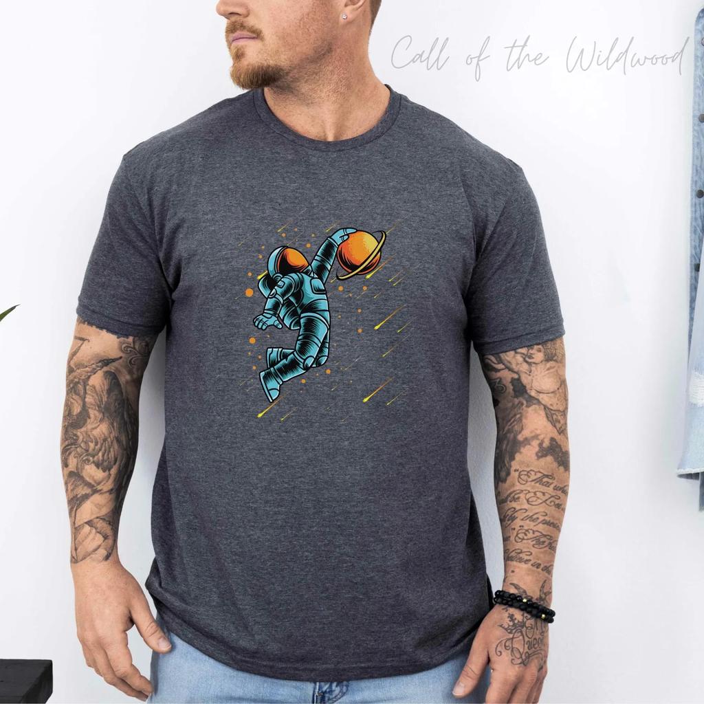 Men's Astronaut T-Shirt Men's Funny Space Shirt, Cosmic Shirt Rocket Sci Fi T-Shirt Retro Streetwear Short-sleeved Men's T-shirt