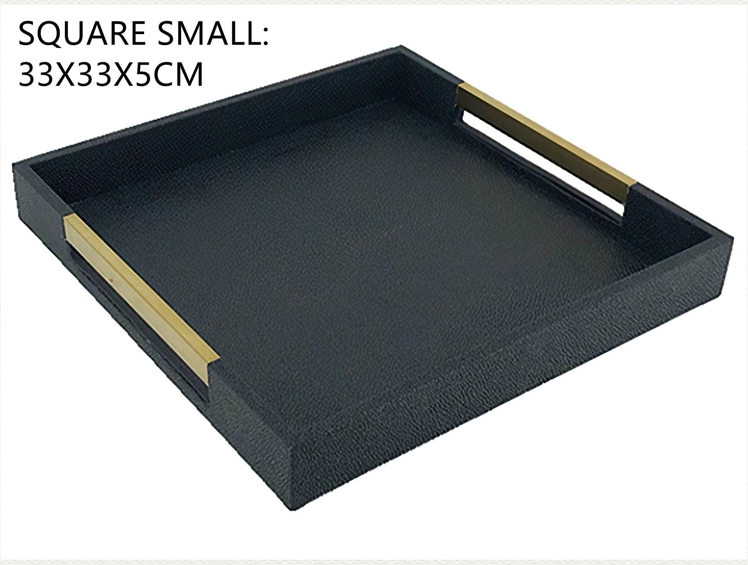 

Metal Tray Wood Pallet Leather Large Rectangular Storage Serving Tray Hotel Dessert Dinner Tea Food Tableware Home Kitchen Tool