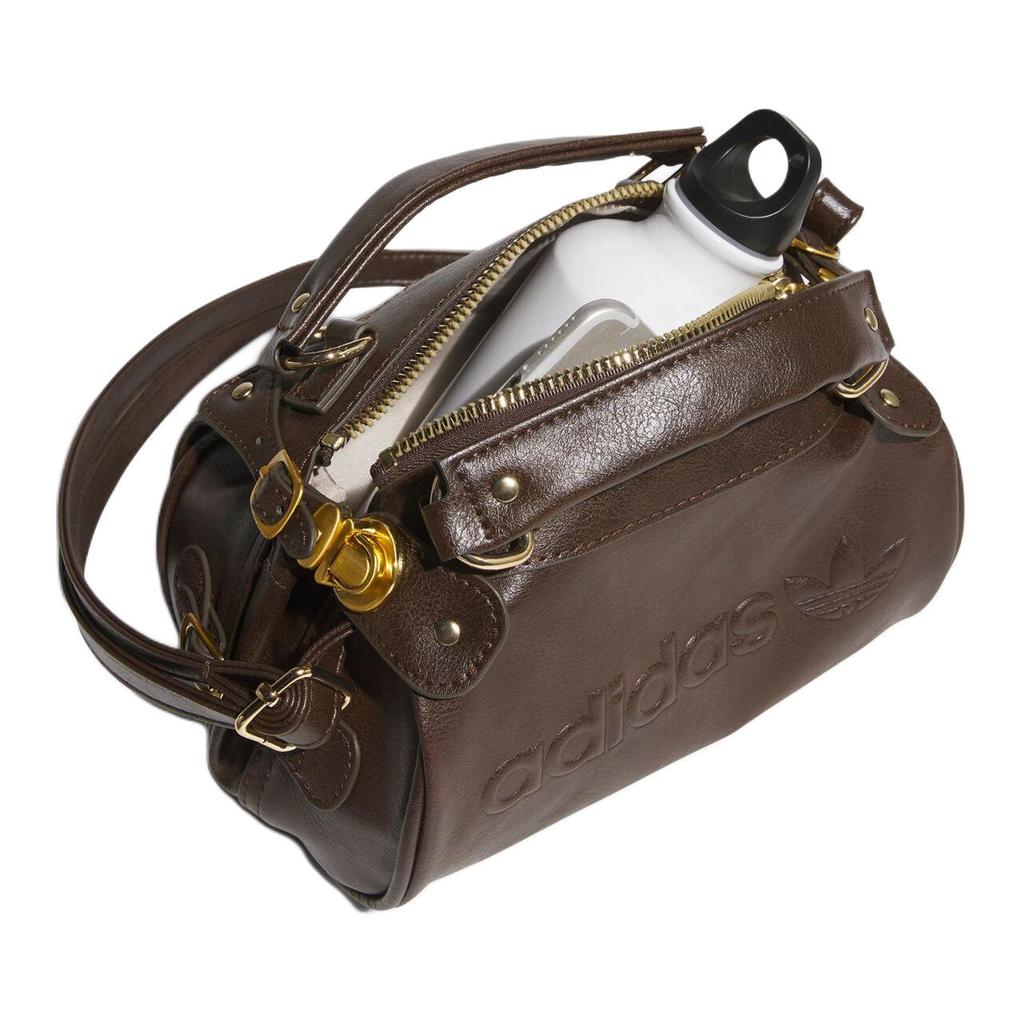 New Adidas Polyurethane Pillow Bag Cylinder Bag Shoulder Handbags Unisex Brown JV9277