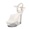 Fashion 34-43 Sexy Super High Heel Shoes 15CM Slim Heel Platform Sandals Transparent Crystal Shoes Wedding Shoes Banquet