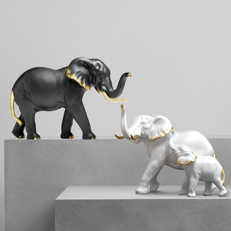 Modern Light Luxury Elephant Ornament - Resin Handicraft for Office, Living Room, or TV Cabinet Decoration