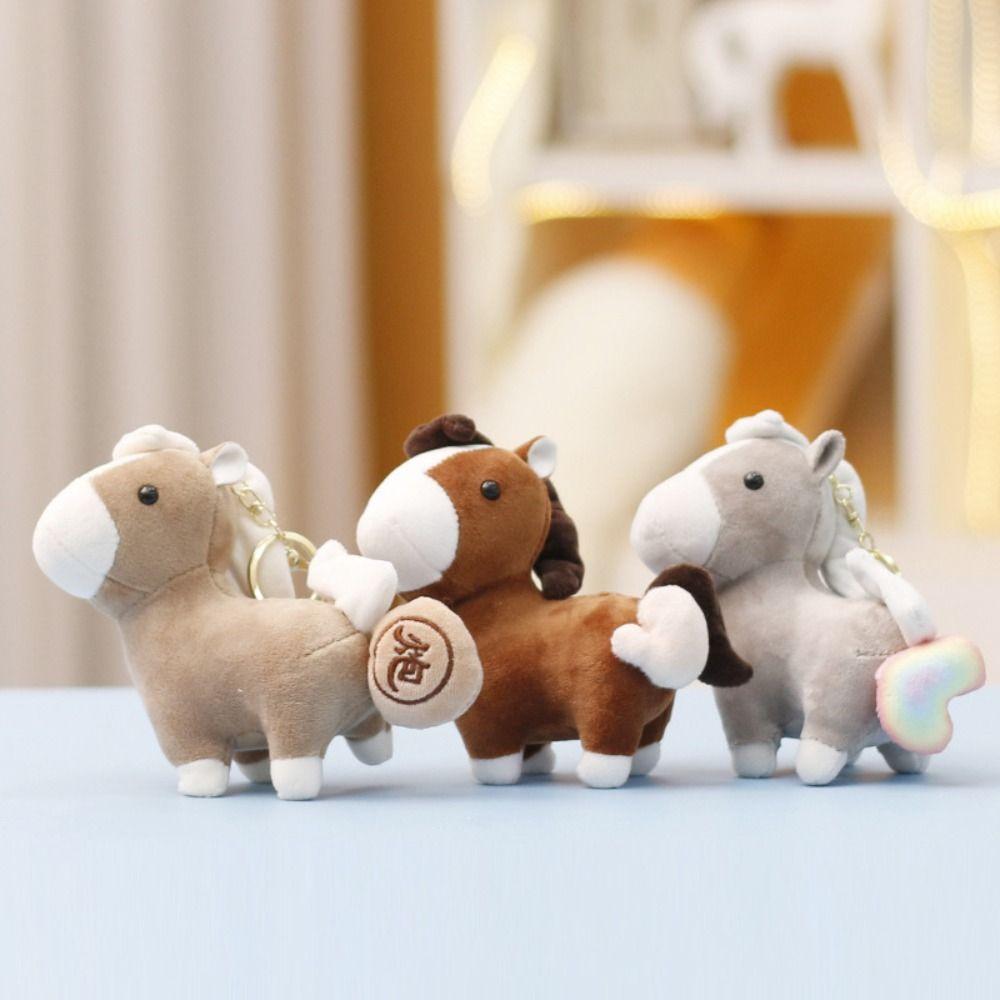 Cute Pullable Plush Horse Pendant Mascot Dolls Plush Horse Doll Pendant Car Decoration