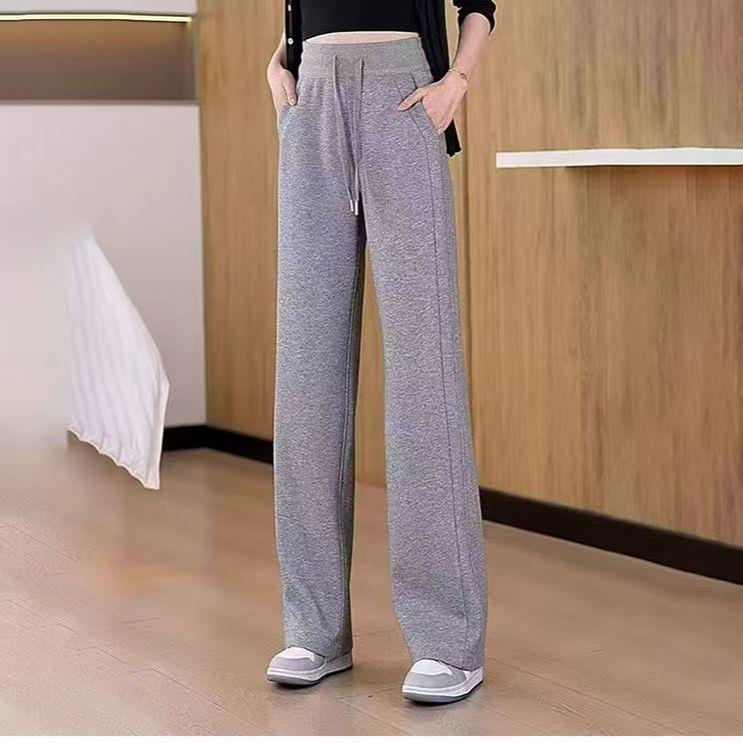 Winter Plus Velvet Wide-Leg High-Waisted Pants - Women's Loose, Slimming, Thickened and Drape Style.