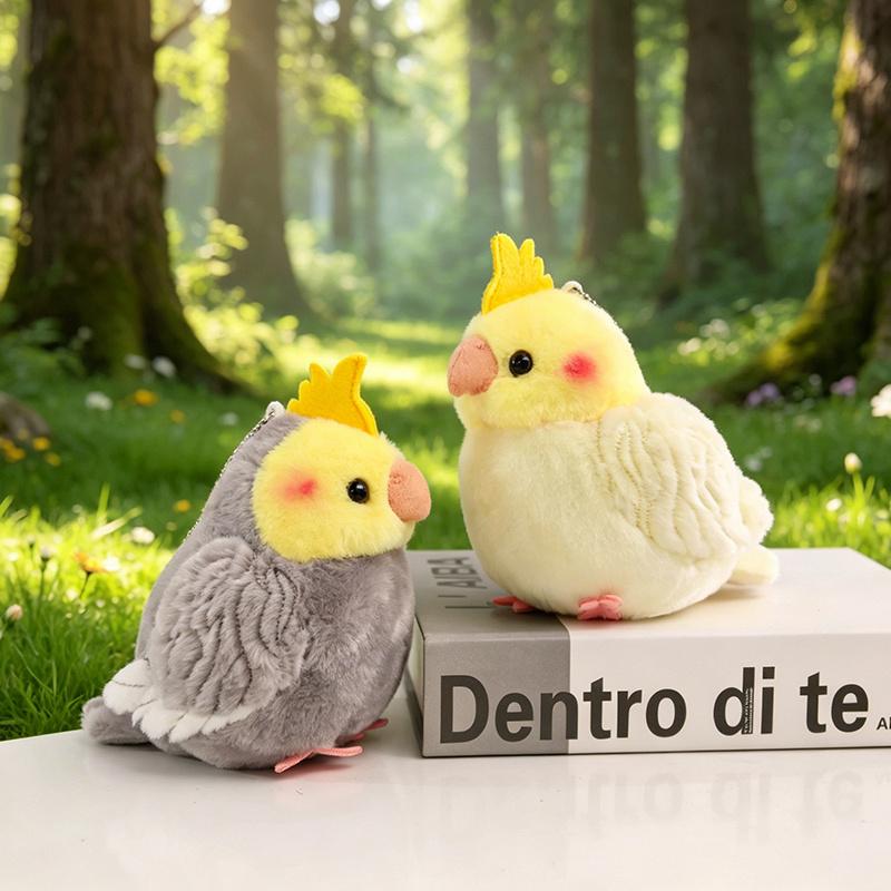 13cm Simulated Black Phoenix Parrot Plush Doll Yellow Grey Parrot Doll High Fidelity Bird Lifelike Animal Toy