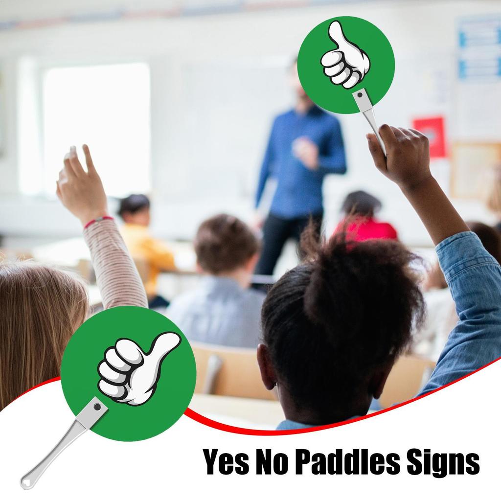 10pcs Teacher Voting Paddles Green Red Yes No Classroom Thumbs Paddles for School Students Classroom Event Supplies