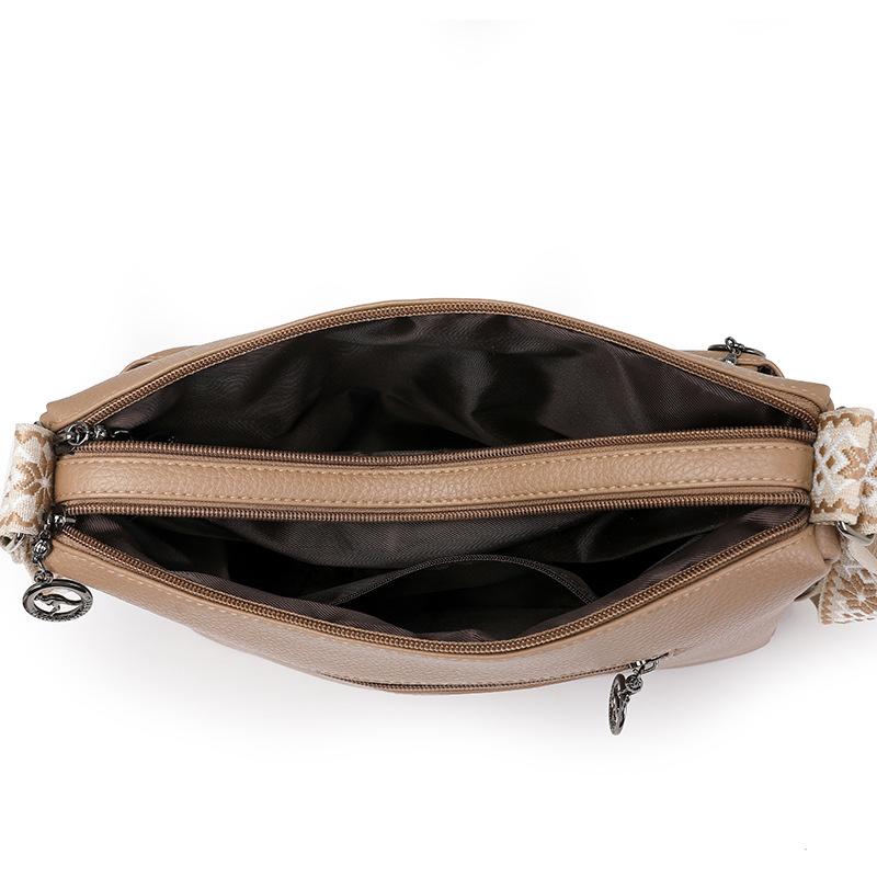 Fashionable and Simple Multi-layer Crossbody Bag, Soft Leather Single-shoulder Bag, Women's Underarm Bag