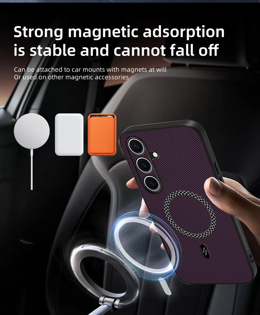 Luxury 3D Leather Texture Magnetic Wireless Charging Case for Samsung Galaxy S26 S25 S24 S23 Ultra FE plus A57 A56 A35 A17 Cover
